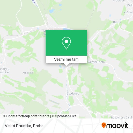 Velká Poustka mapa