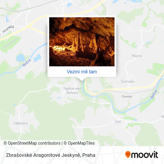 Zbrašovské Aragonitové Jeskyně mapa