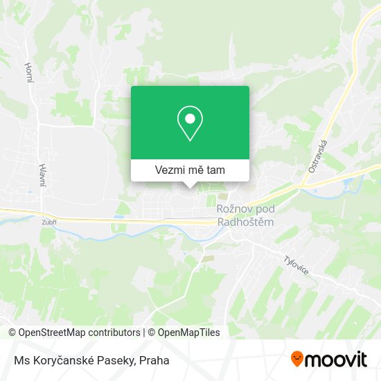 Ms Koryčanské Paseky mapa