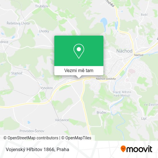 Vojenský Hřbitov 1866 mapa