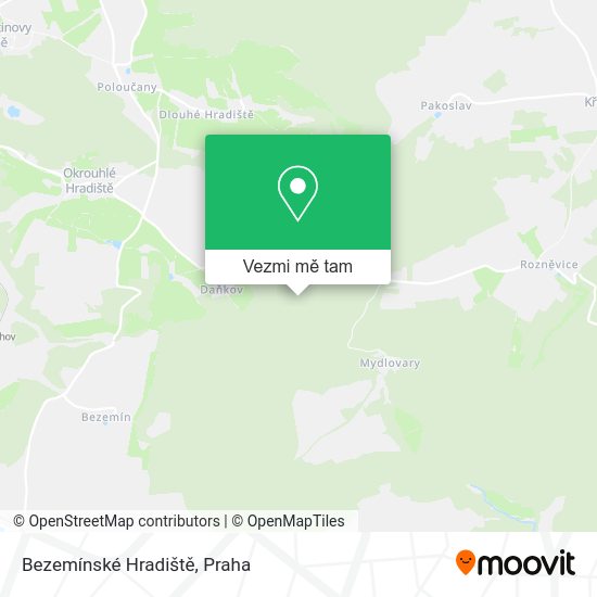 Bezemínské Hradiště mapa