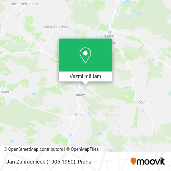 Jan Zahradníček (1905-1960) mapa