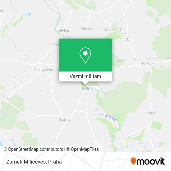 Zámek Milíčeves mapa