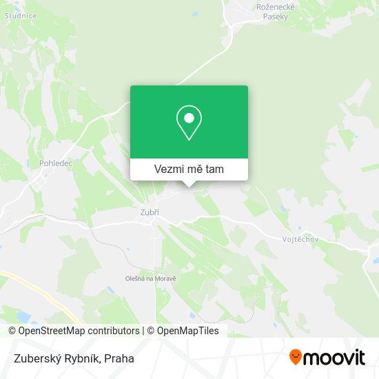 Zuberský Rybník mapa