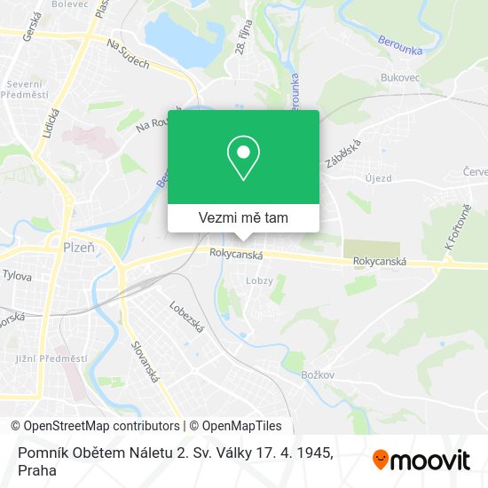 Pomník Obětem Náletu 2. Sv. Války 17. 4. 1945 mapa