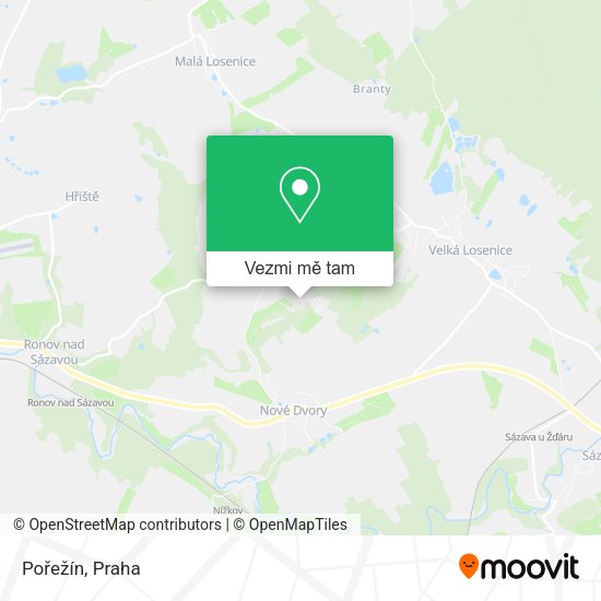 Pořežín mapa