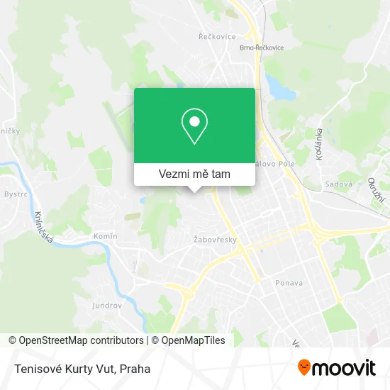 Tenisové Kurty Vut mapa