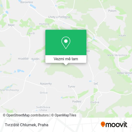 Tvrziště Chlumek mapa