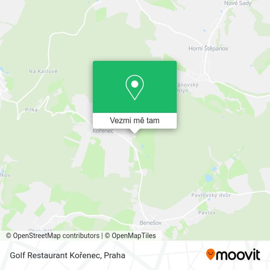 Golf Restaurant Kořenec mapa