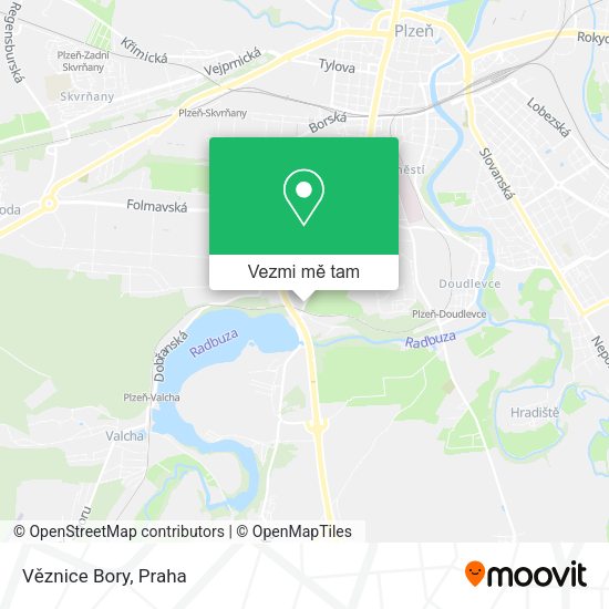 Věznice Bory mapa