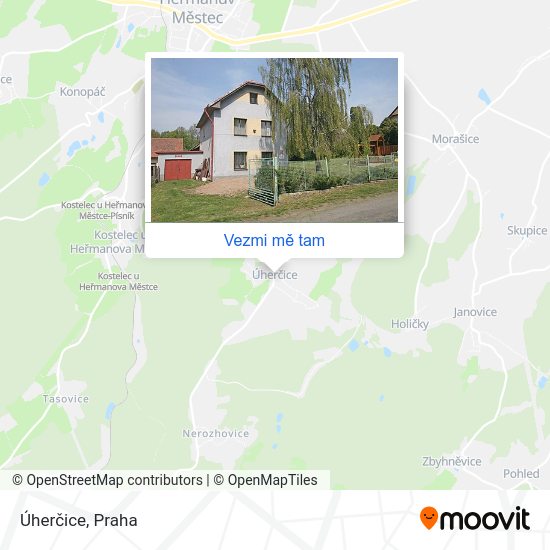 Úherčice mapa