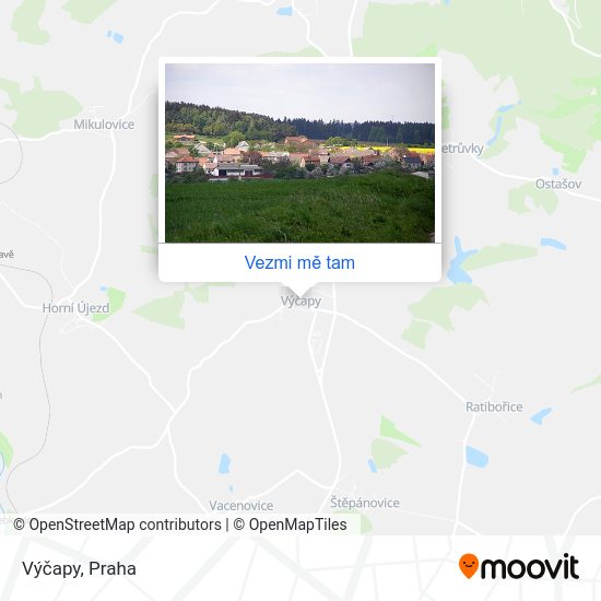 Výčapy mapa