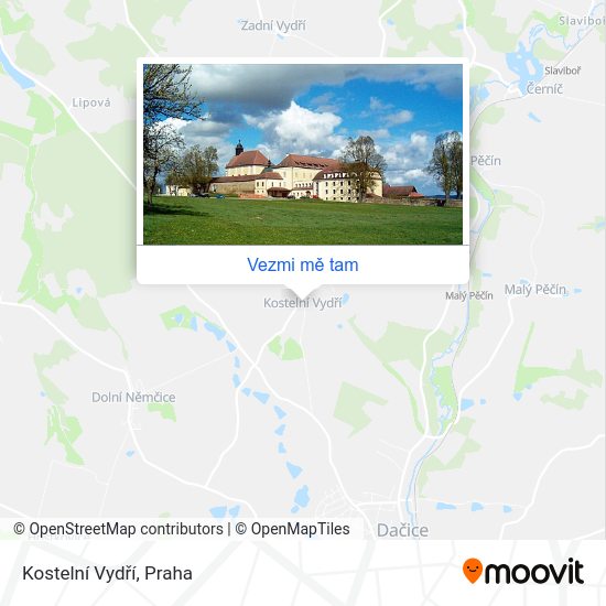 Kostelní Vydří mapa