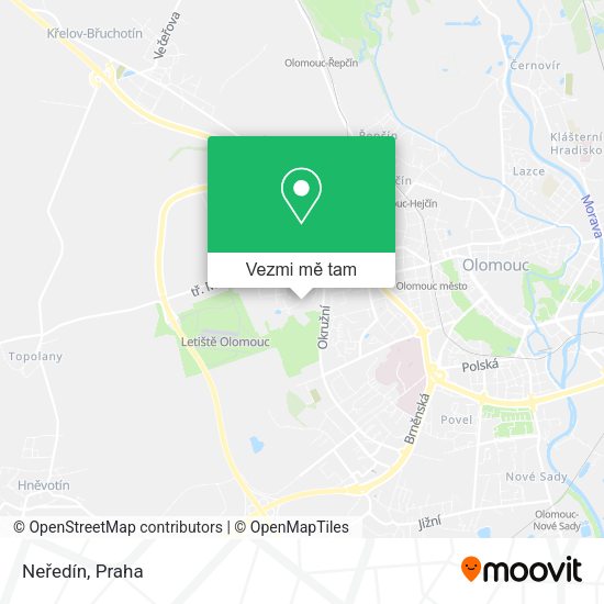 Neředín mapa