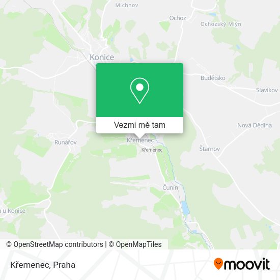 Křemenec mapa