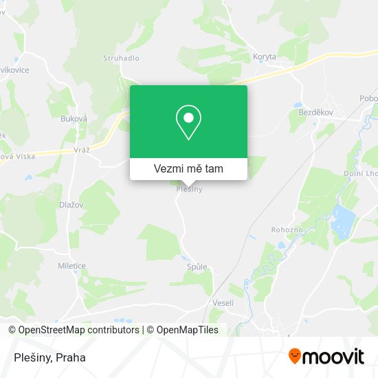 Plešiny mapa