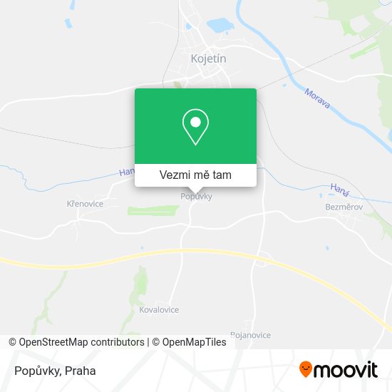 Popůvky mapa