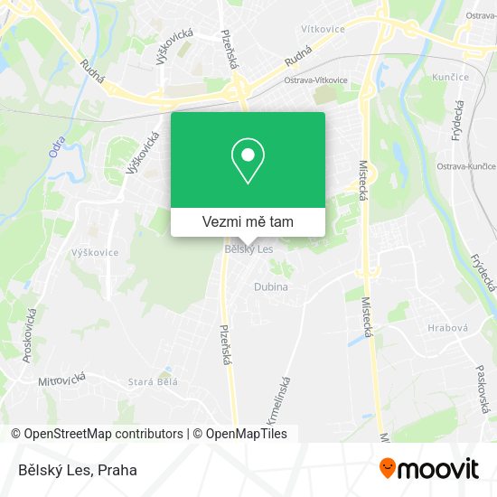 Bělský Les mapa