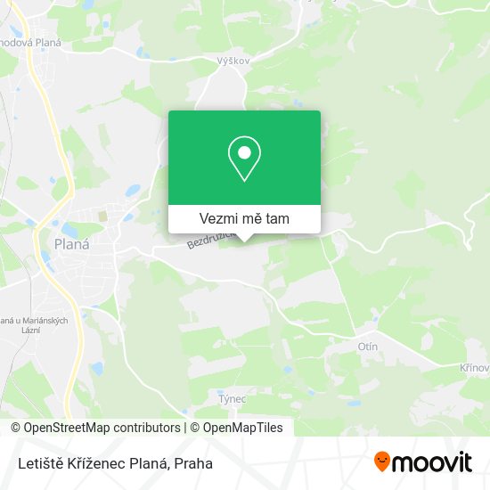 Letiště Kříženec Planá mapa