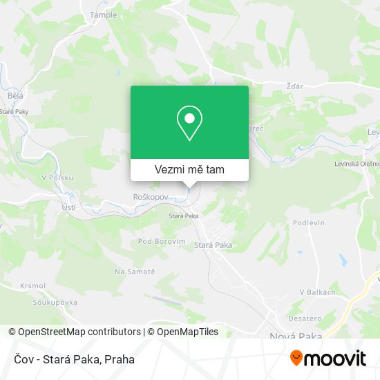 Čov - Stará Paka mapa