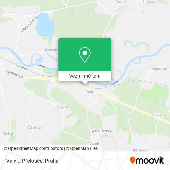 Valy U Přelouče mapa