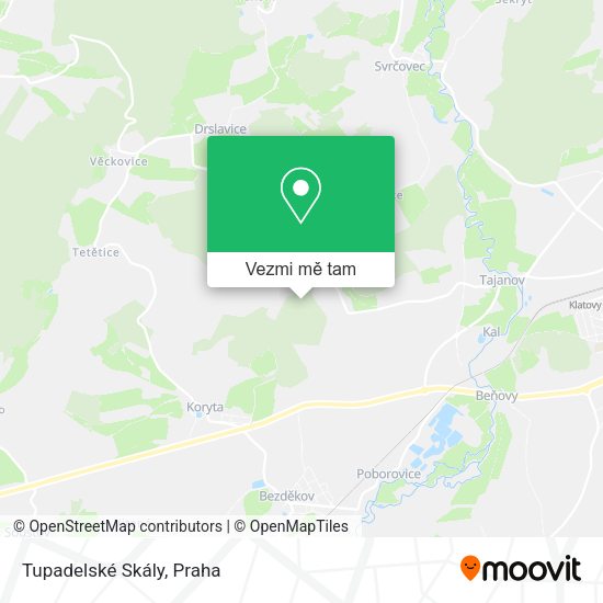 Tupadelské Skály mapa