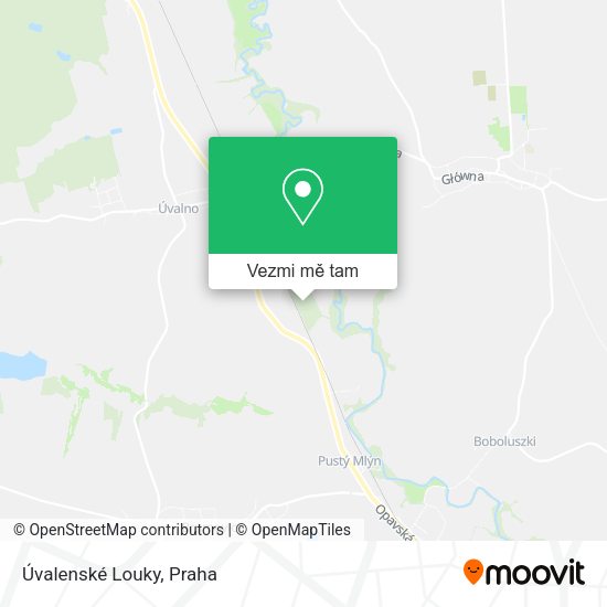 Úvalenské Louky mapa