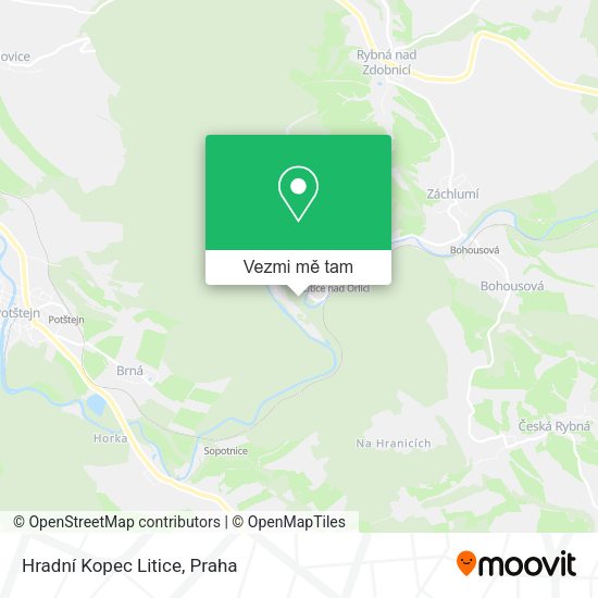 Hradní Kopec Litice mapa