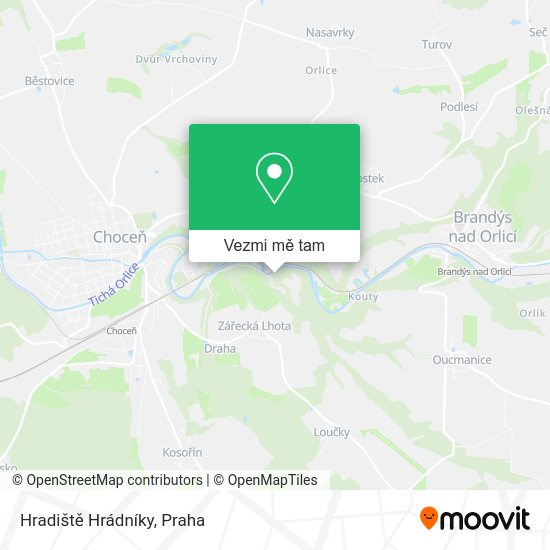 Hradiště Hrádníky mapa