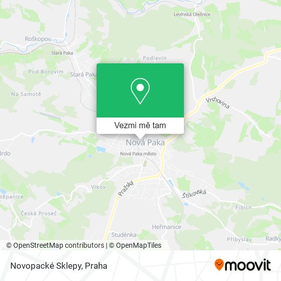 Novopacké Sklepy mapa