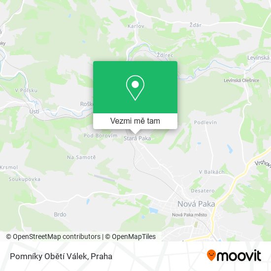 Pomníky Obětí Válek mapa