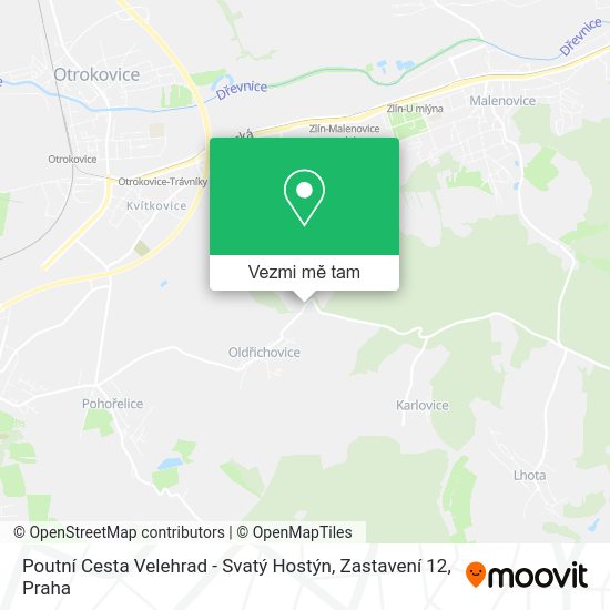 Poutní Cesta Velehrad - Svatý Hostýn, Zastavení 12 mapa