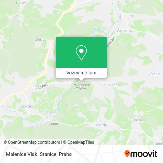 Malenice Vlak. Stanice mapa