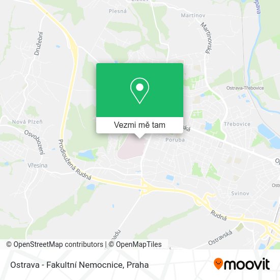 Ostrava - Fakultní Nemocnice mapa