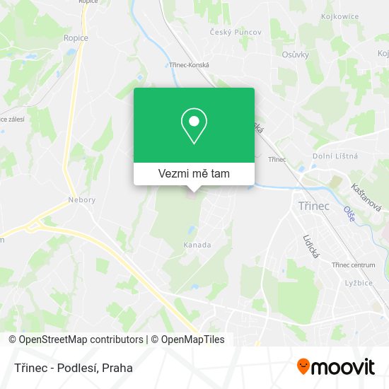 Třinec - Podlesí mapa