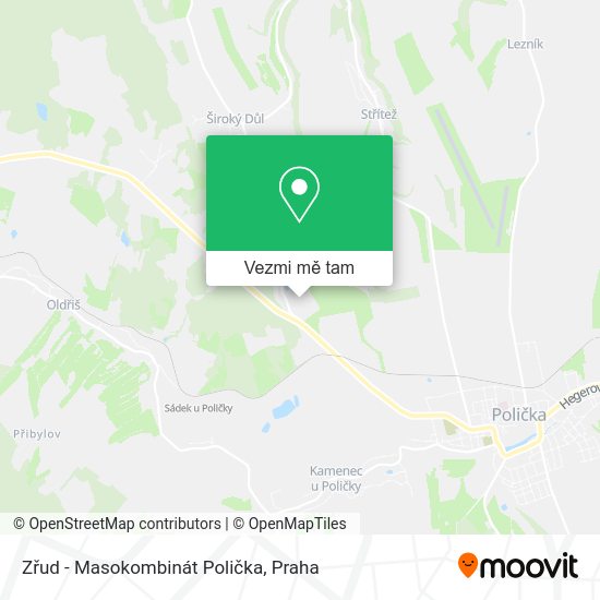 Zřud - Masokombinát Polička mapa