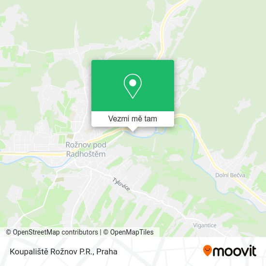 Koupaliště Rožnov P.R. mapa