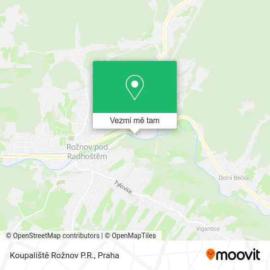Koupaliště Rožnov P.R. mapa
