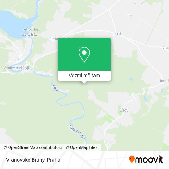 Vranovské Brány mapa