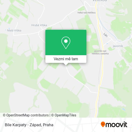 Bíle Karpaty - Západ mapa