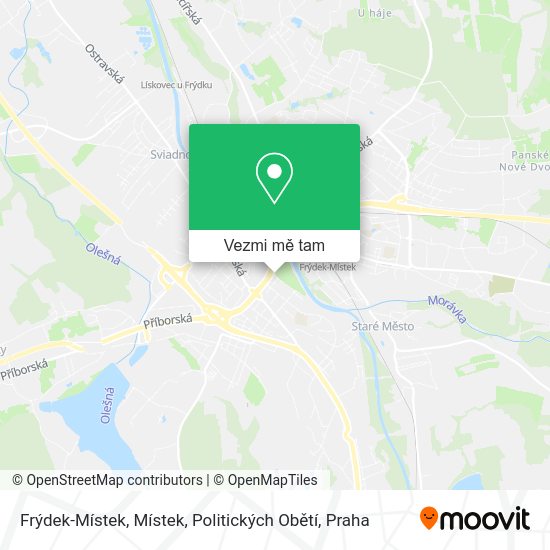Frýdek-Místek, Místek, Politických Obětí mapa