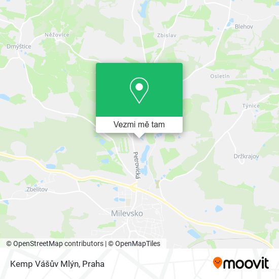 Kemp Vášův Mlýn mapa