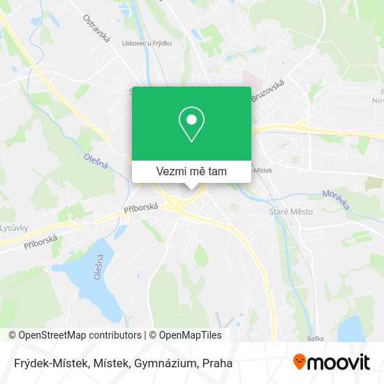 Frýdek-Místek, Místek, Gymnázium mapa