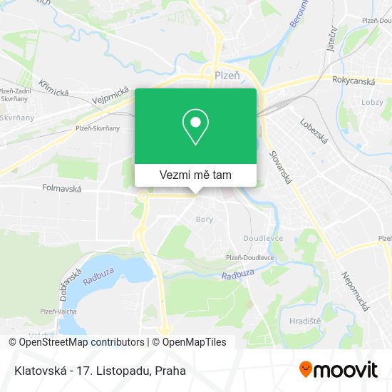 Klatovská - 17. Listopadu mapa