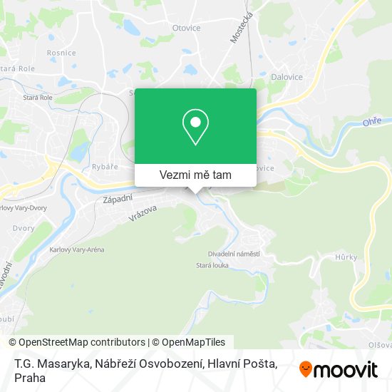 T.G. Masaryka, Nábřeží Osvobození, Hlavní Pošta mapa