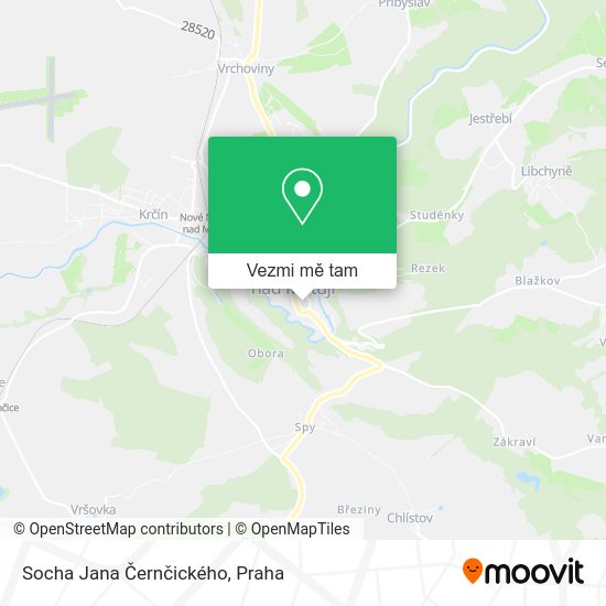 Socha Jana Černčického mapa