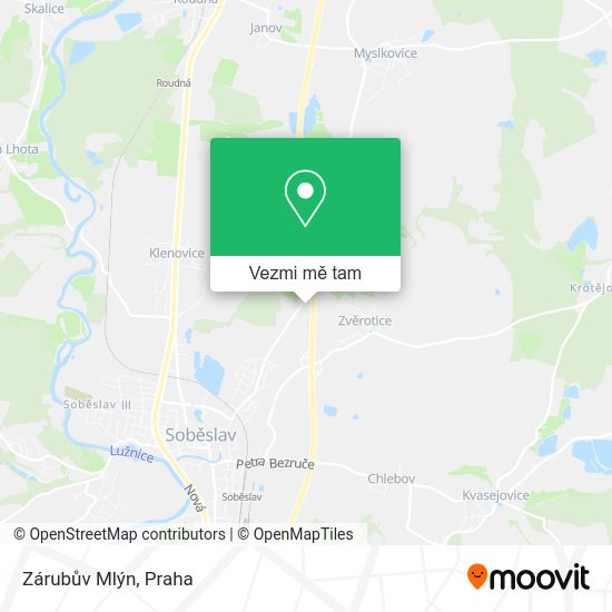 Zárubův Mlýn mapa