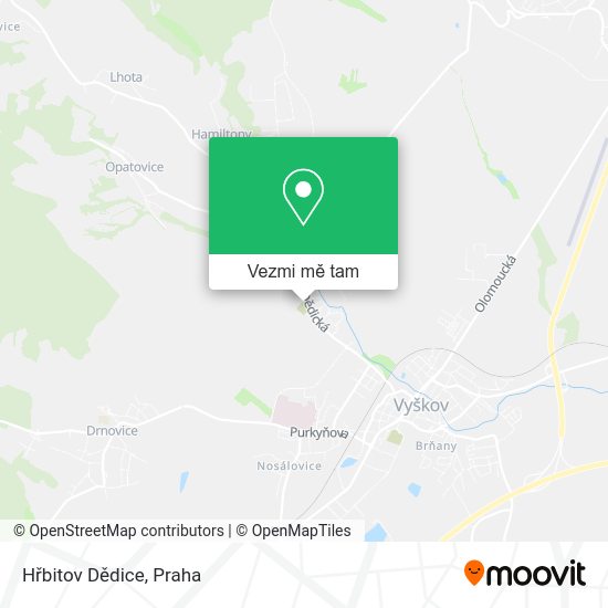 Hřbitov Dědice mapa