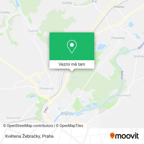 Květena Žebračky mapa