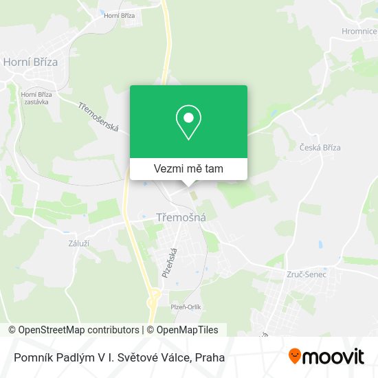 Pomník Padlým V I. Světové Válce mapa